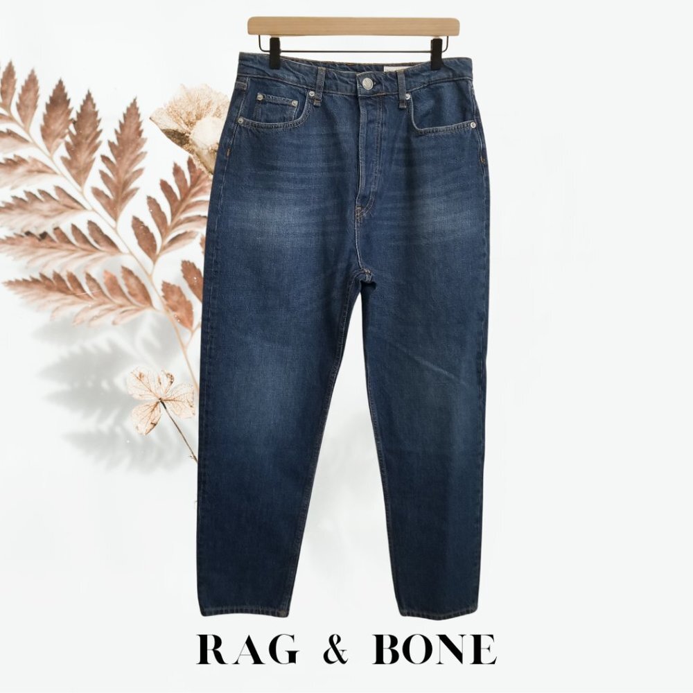 NWT RAG & BONE Maya High-Rise Slim Jasper Slim Fit Mid Indigo Jean Size 31 - Picture 2 of 9